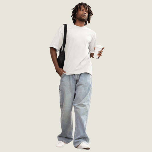 Solid Cloud White Oversized Tee.