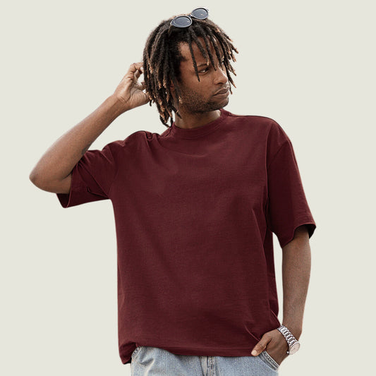 Solid Rich Maroon Oversized Tee