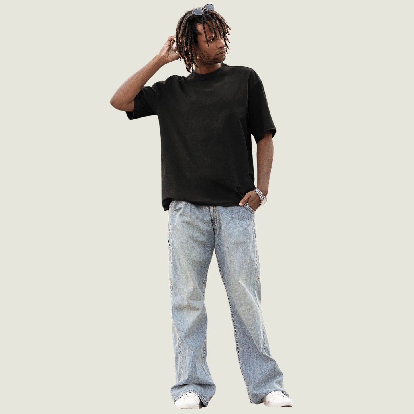 Solid Midnight Black OverSized Tee.