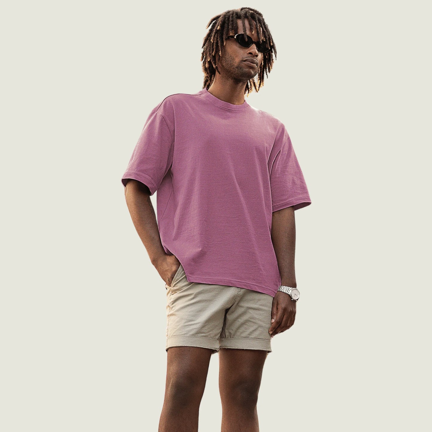 Solid Flamingo Glow Oversized Tee.