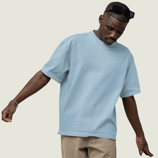 Solid Baby Blue Oversized Tee