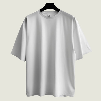 Solid Cloud White Oversized Tee.
