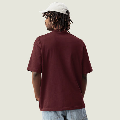 Solid Rich Maroon Oversized Tee