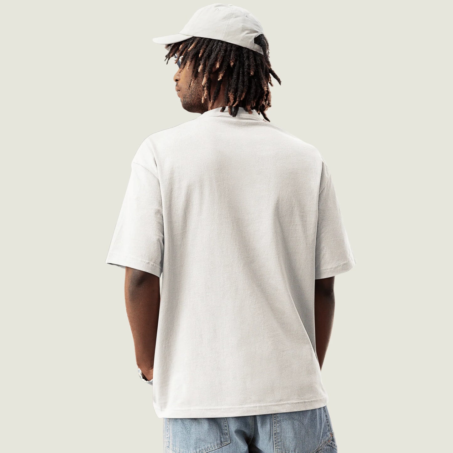 Solid Cloud White Oversized Tee.