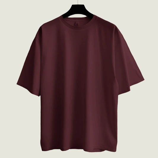 Solid Rich Maroon Oversized Tee
