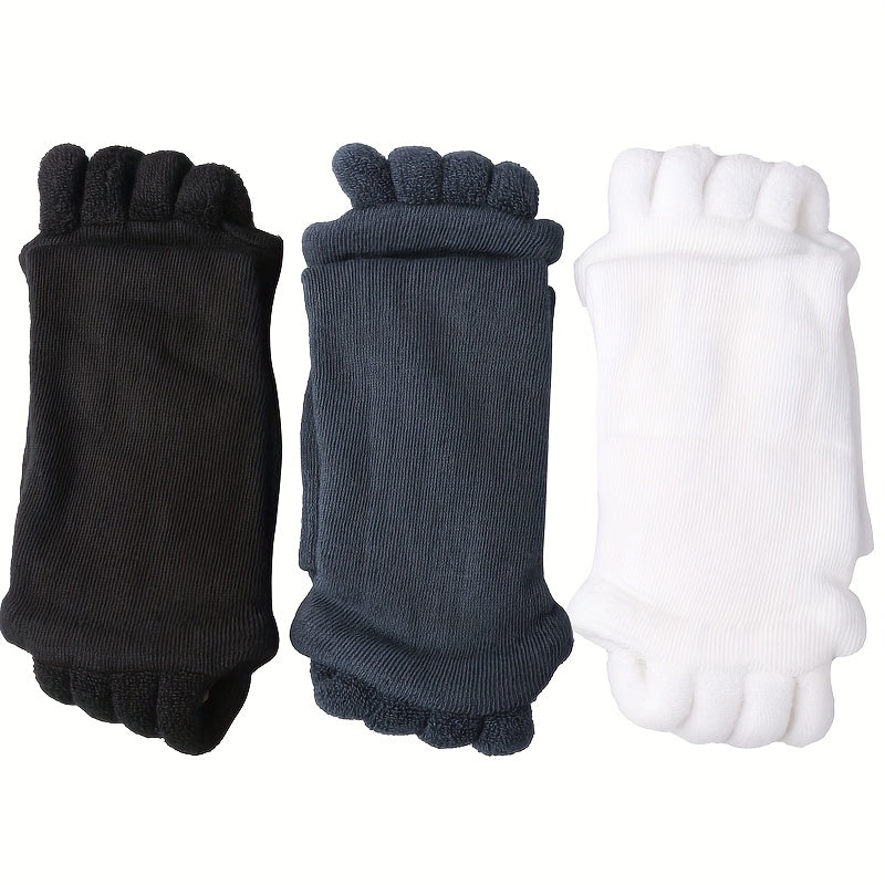 3 Pairs Five-Toe Separation Yoga Socks - Foot Correction & Massaging Wide-Toe Design for, Open-Toe Fitness Socks for Yoga, Pilates, Gym - for,, Dance - Comfortable & Balances Posture