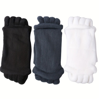3 Pairs Five-Toe Separation Yoga Socks - Foot Correction & Massaging Wide-Toe Design for, Open-Toe Fitness Socks for Yoga, Pilates, Gym - for,, Dance - Comfortable & Balances Posture