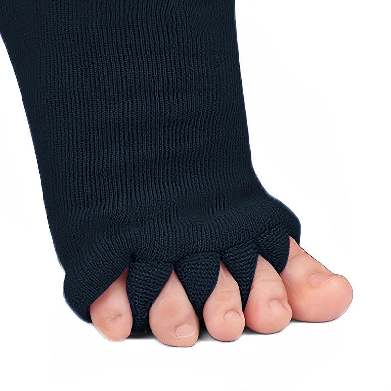 3 Pairs Five-Toe Separation Yoga Socks - Foot Correction & Massaging Wide-Toe Design for, Open-Toe Fitness Socks for Yoga, Pilates, Gym - for,, Dance - Comfortable & Balances Posture