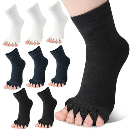 3 Pairs Five-Toe Separation Yoga Socks - Foot Correction & Massaging Wide-Toe Design for, Open-Toe Fitness Socks for Yoga, Pilates, Gym - for,, Dance - Comfortable & Balances Posture